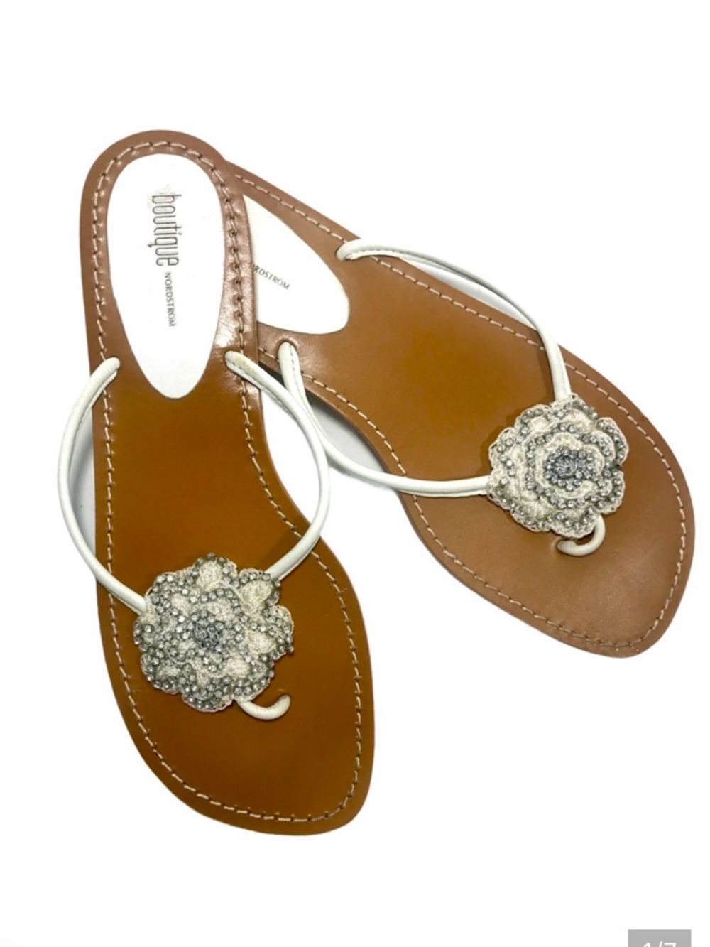 BOUTIQUE Nordstrom Beaded Rosette Thong Sandals